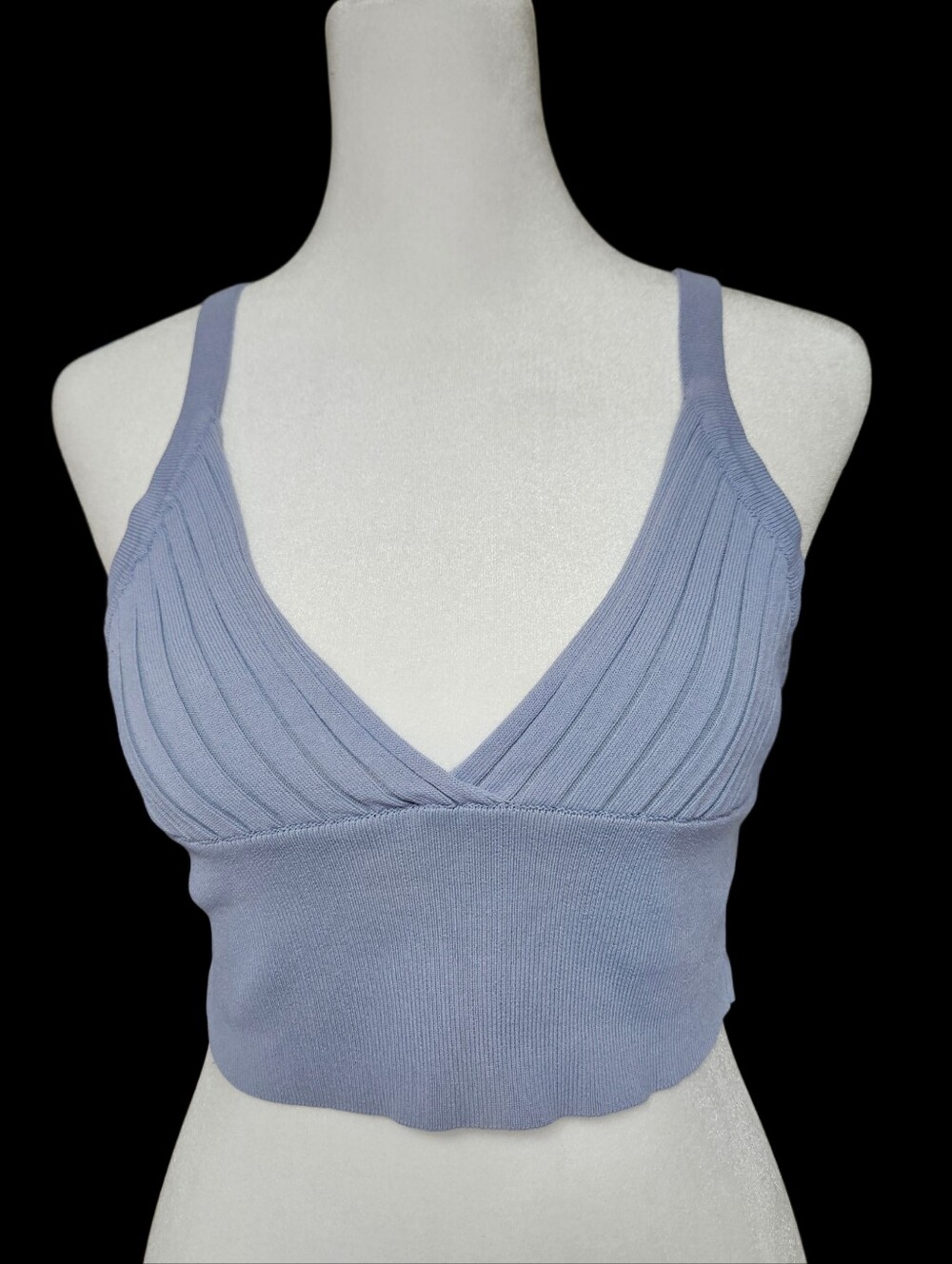 Ribbed ZARA V-Neck Bralette Top in Periwinkle